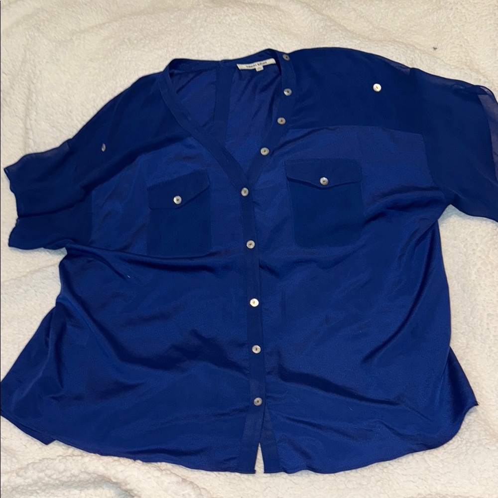 Daniel Rainn Dress Womens Medium Blue Pockets Shirt
